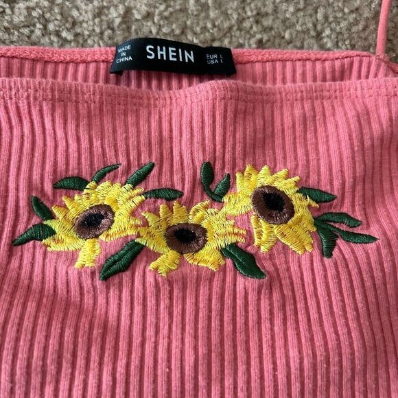 SHEIN Floral Embroidered Crop Cami Top Large - Picture 5 of 16